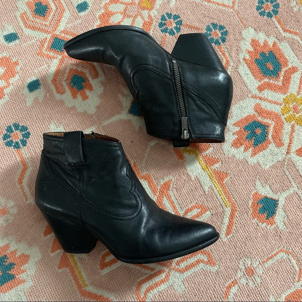 Frye Black Leather Reina Booties